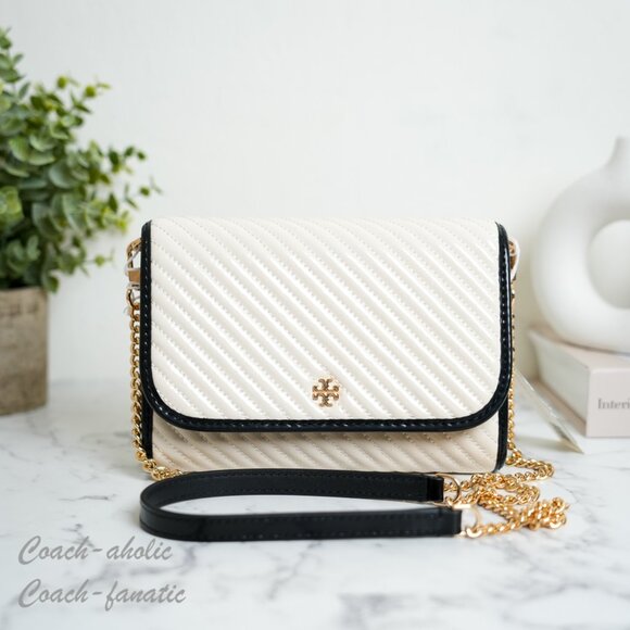 Tory Burch Emerson Patent Puffy Quilted Leather Chain Wallet Crossbody - Picture 2 of 10